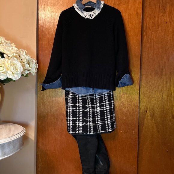 Vintage Wool Blend Black and White Plaid Skirt - Picture 6 of 9
